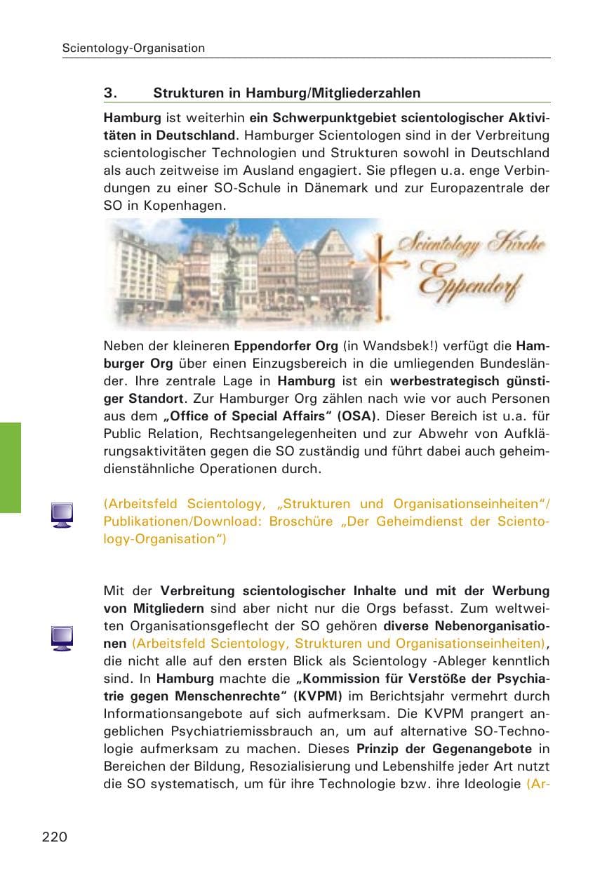 Seite 220 des Verfassungsschutzbericht 2005 Hamburg