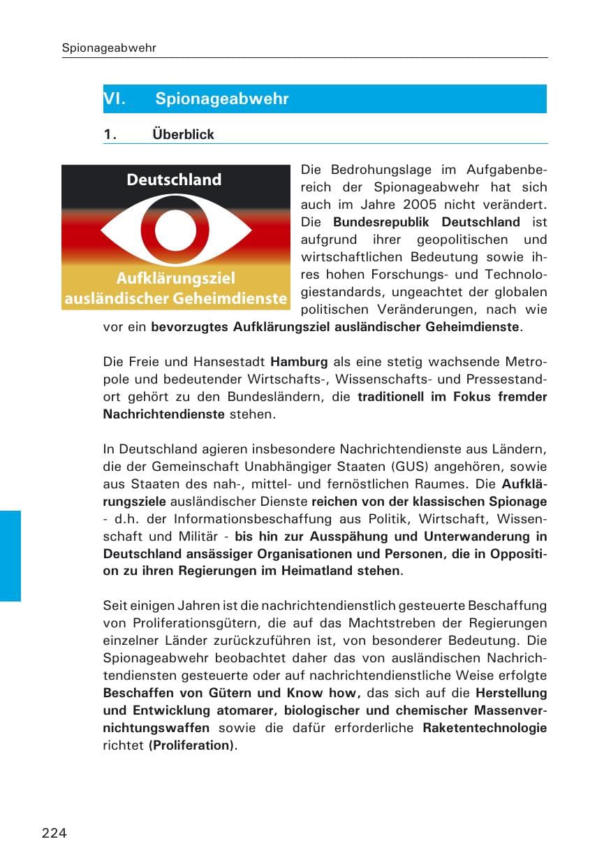 Seite 224 des Verfassungsschutzbericht 2005 Hamburg