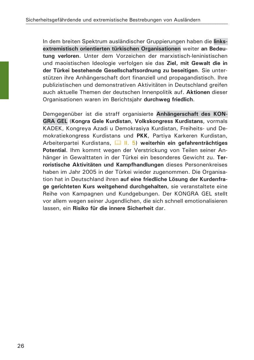 Seite 26 des Verfassungsschutzbericht 2005 Hamburg