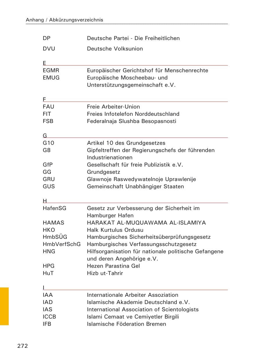 Seite 272 des Verfassungsschutzbericht 2005 Hamburg