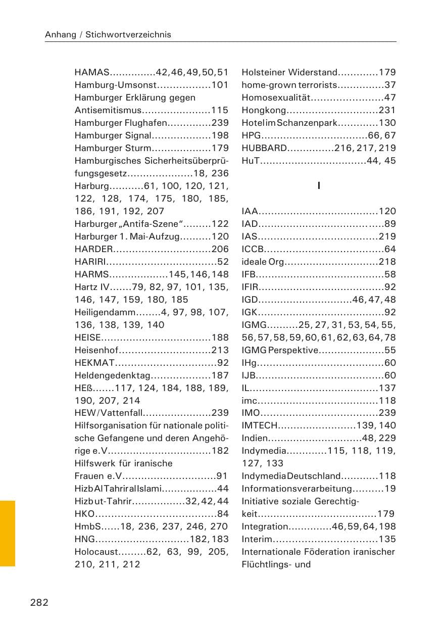 Seite 282 des Verfassungsschutzbericht 2005 Hamburg