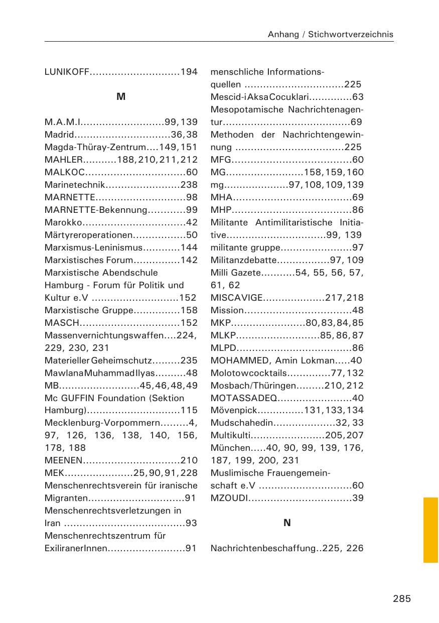 Seite 285 des Verfassungsschutzbericht 2005 Hamburg