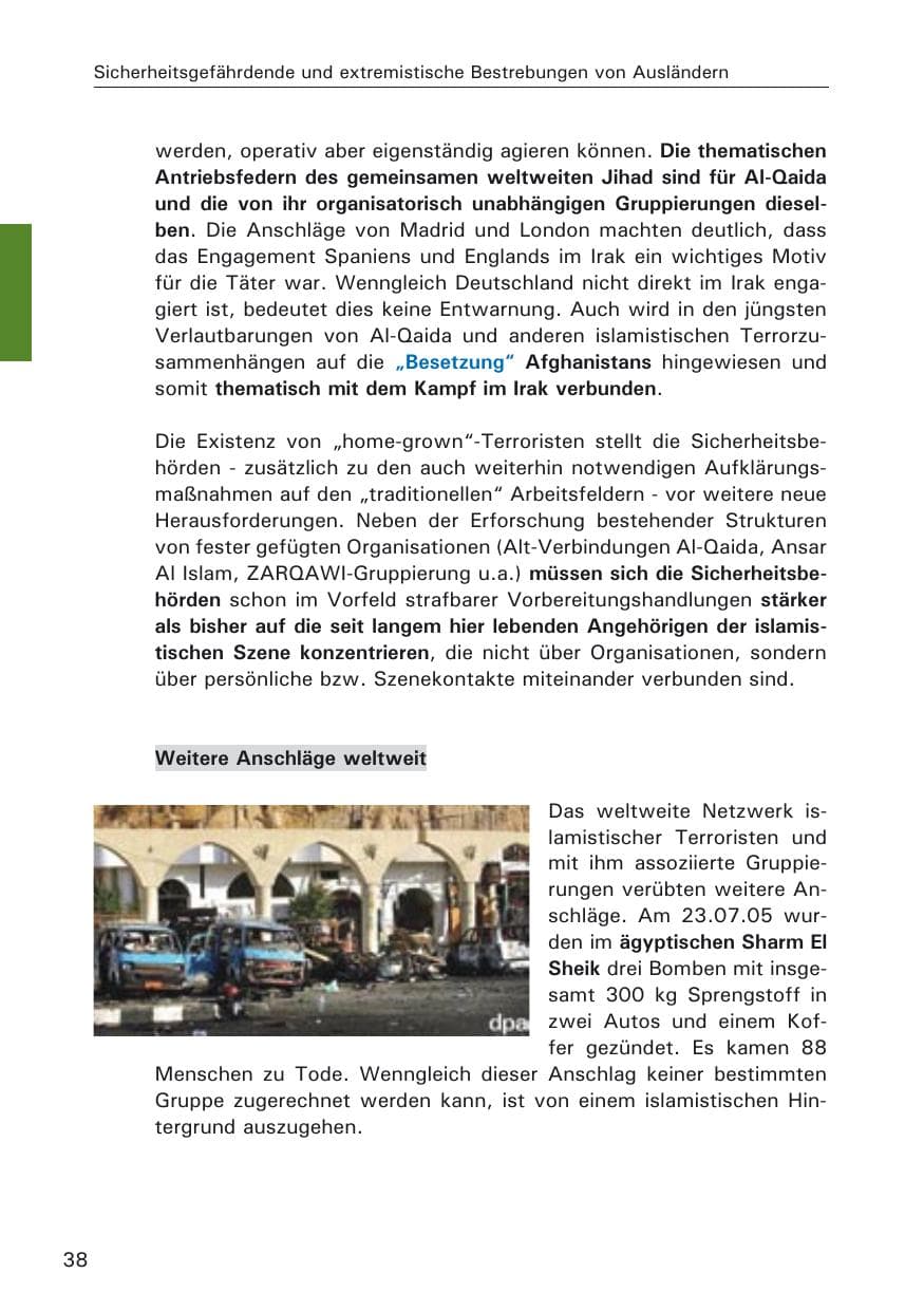 Seite 38 des Verfassungsschutzbericht 2005 Hamburg