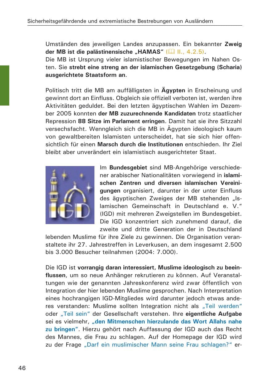 Seite 46 des Verfassungsschutzbericht 2005 Hamburg