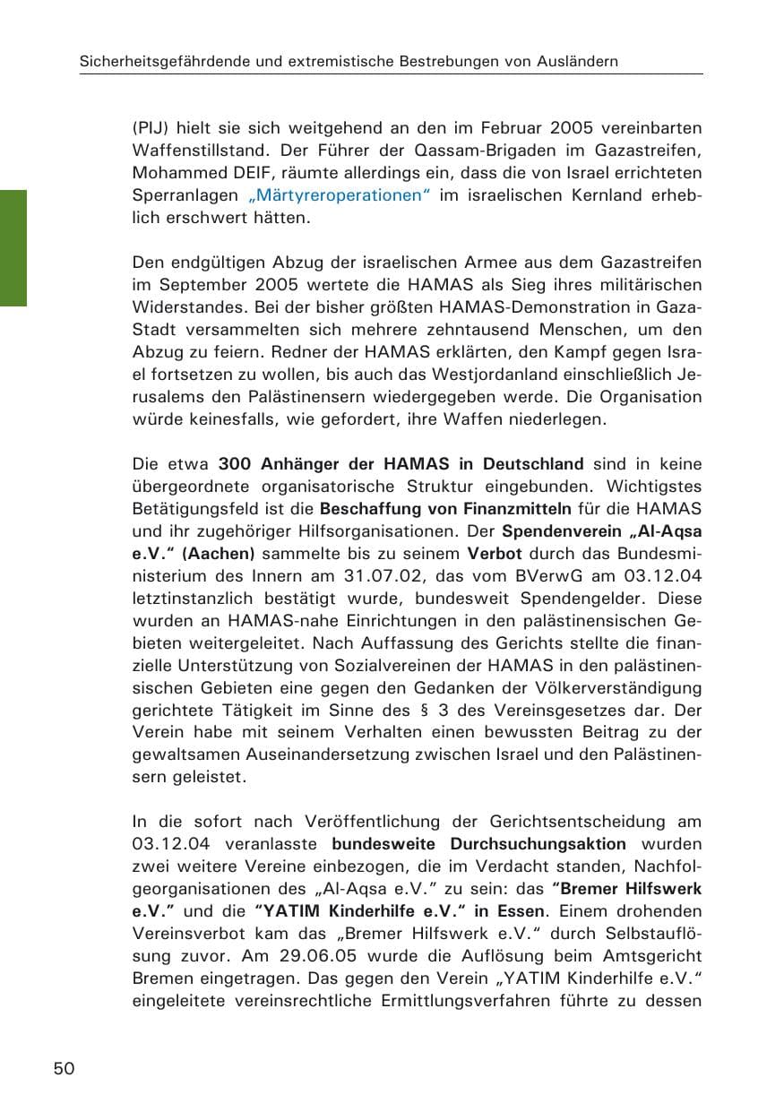 Seite 50 des Verfassungsschutzbericht 2005 Hamburg