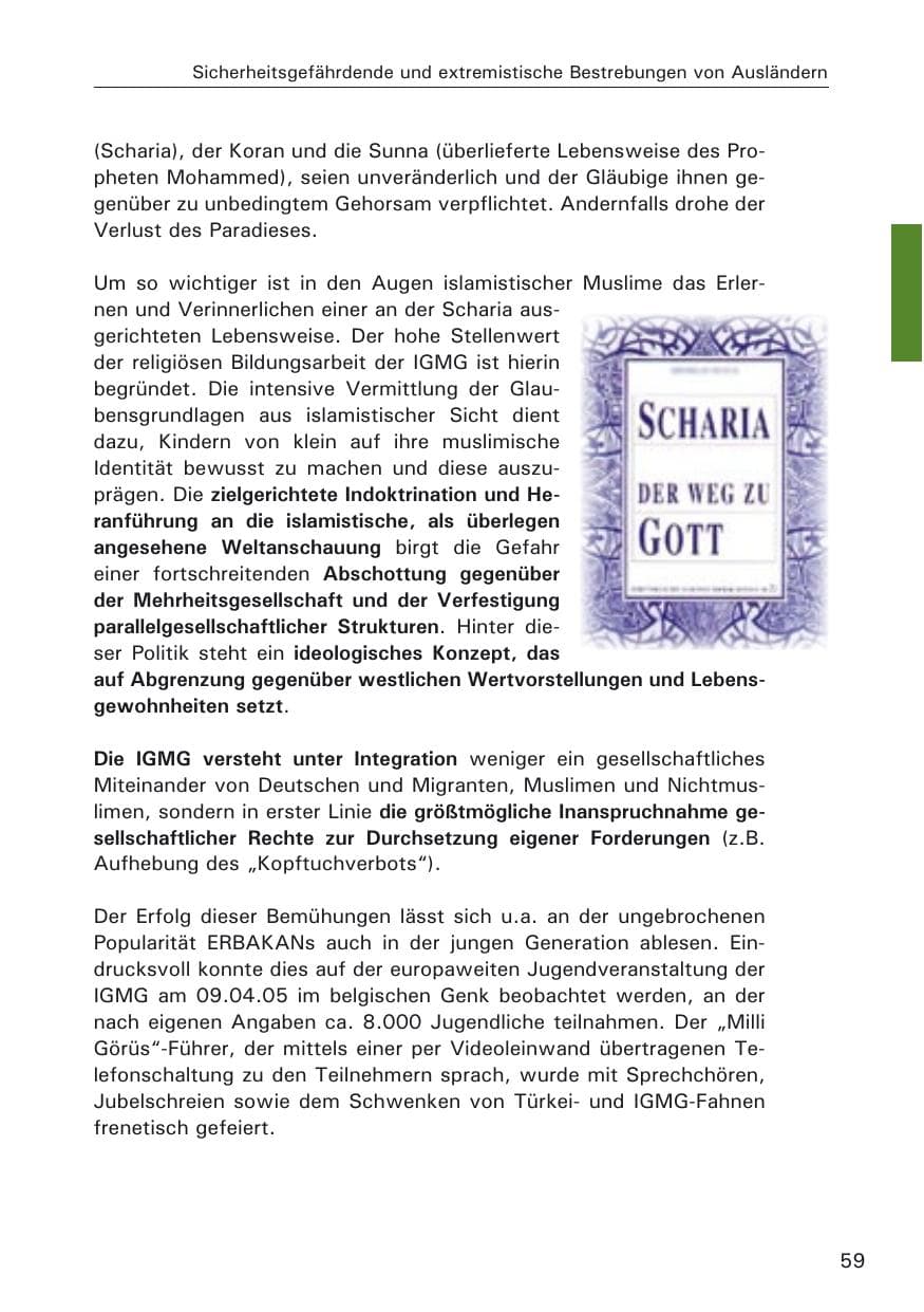 Seite 59 des Verfassungsschutzbericht 2005 Hamburg
