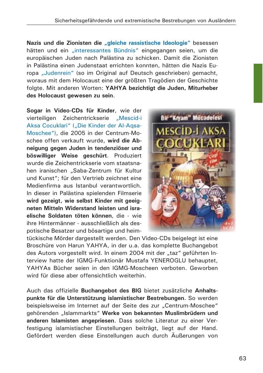 Seite 63 des Verfassungsschutzbericht 2005 Hamburg