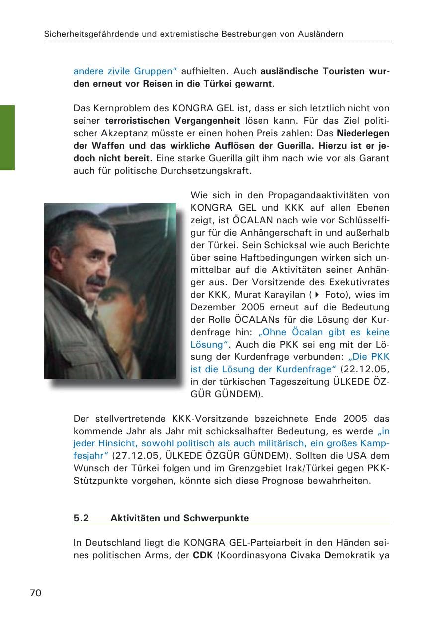 Seite 70 des Verfassungsschutzbericht 2005 Hamburg