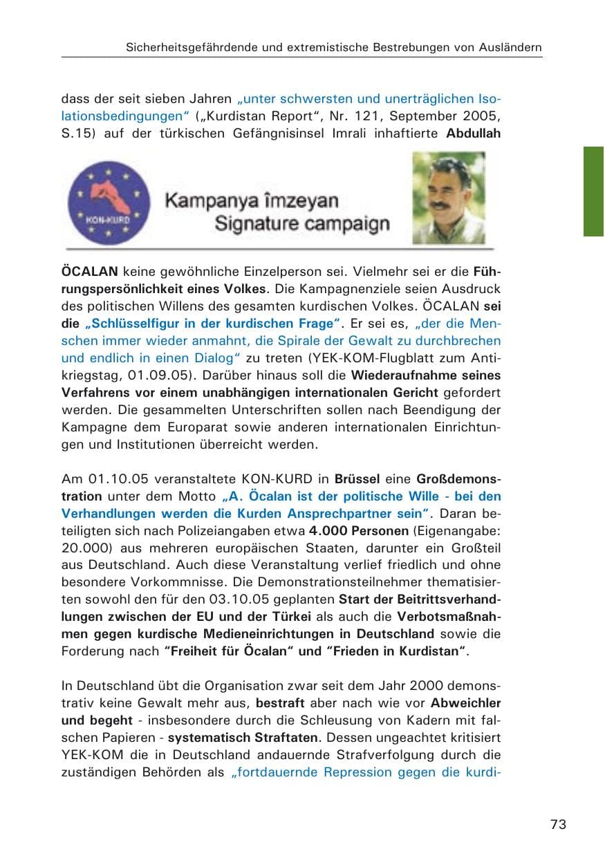 Seite 73 des Verfassungsschutzbericht 2005 Hamburg