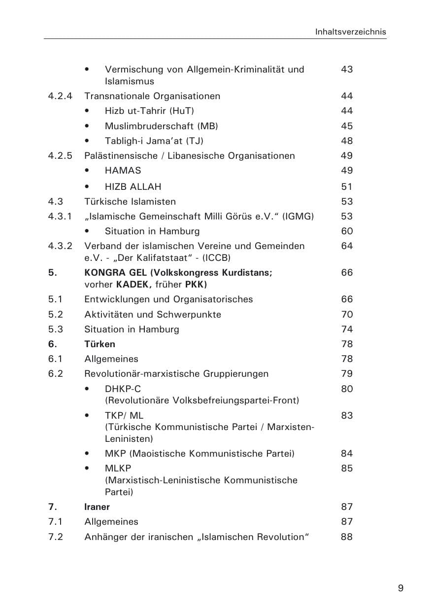 Seite 9 des Verfassungsschutzbericht 2005 Hamburg