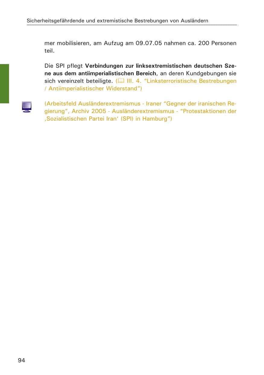 Seite 94 des Verfassungsschutzbericht 2005 Hamburg