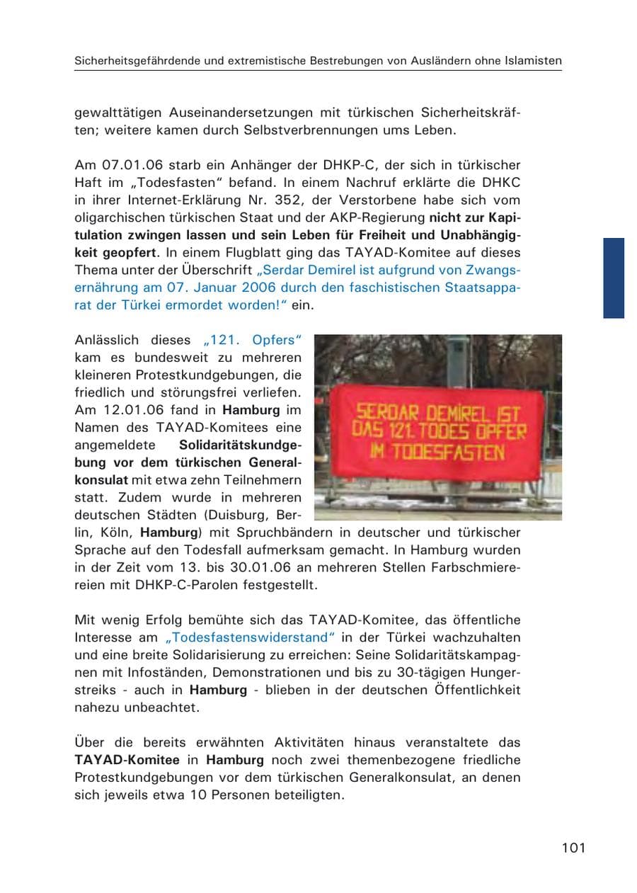 Seite 103 des Verfassungsschutzbericht 2006 Hamburg