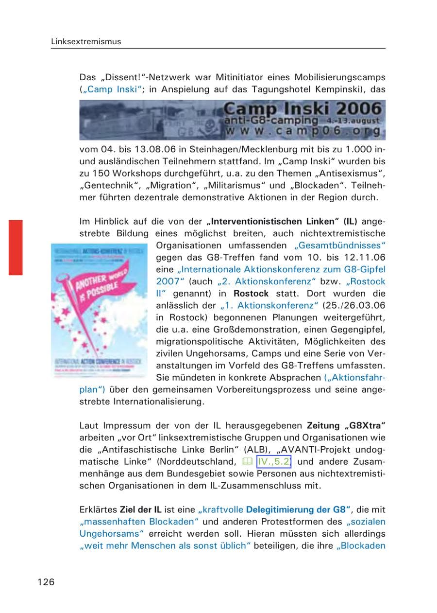 Seite 128 des Verfassungsschutzbericht 2006 Hamburg