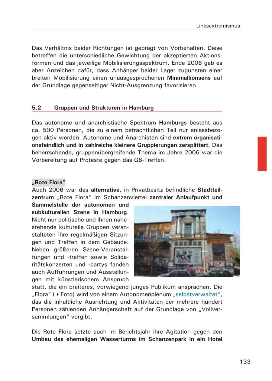 Seite 135 des Verfassungsschutzbericht 2006 Hamburg