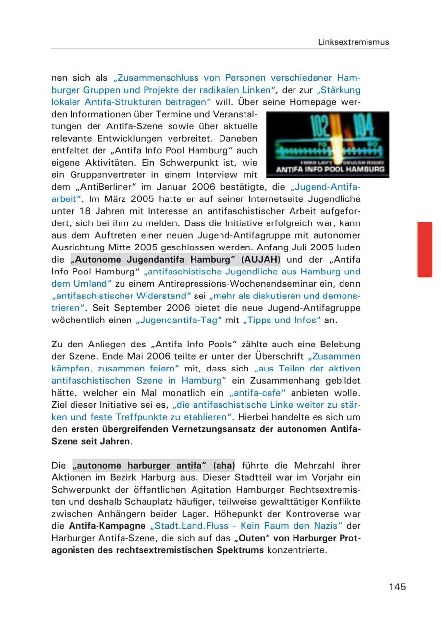 Seite 147 des Verfassungsschutzbericht 2006 Hamburg