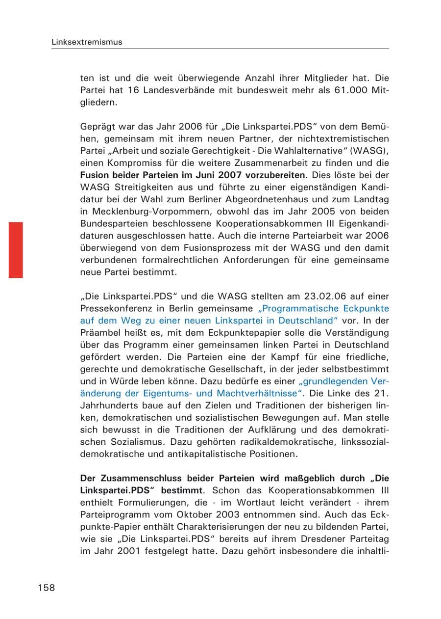 Seite 160 des Verfassungsschutzbericht 2006 Hamburg