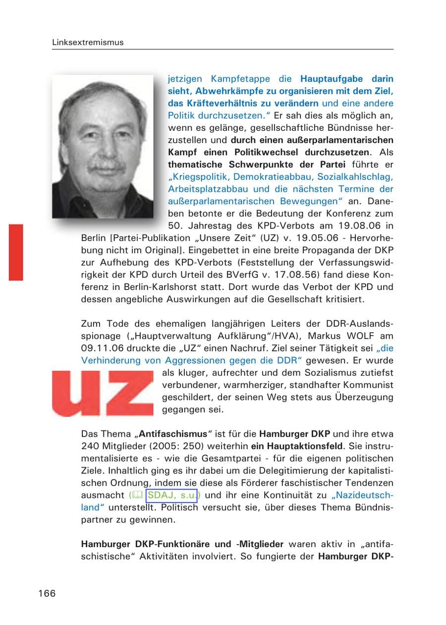 Seite 168 des Verfassungsschutzbericht 2006 Hamburg