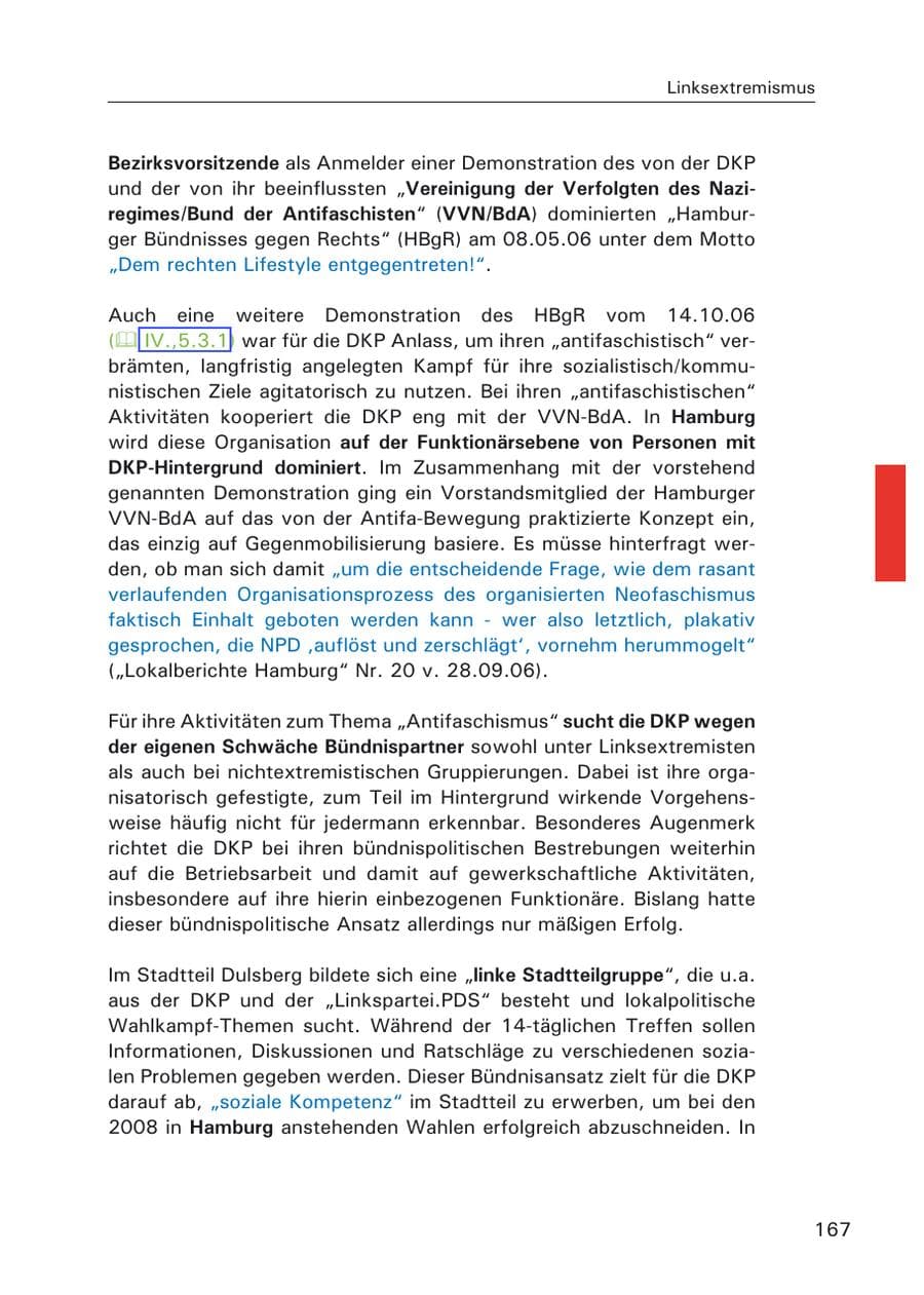 Seite 169 des Verfassungsschutzbericht 2006 Hamburg