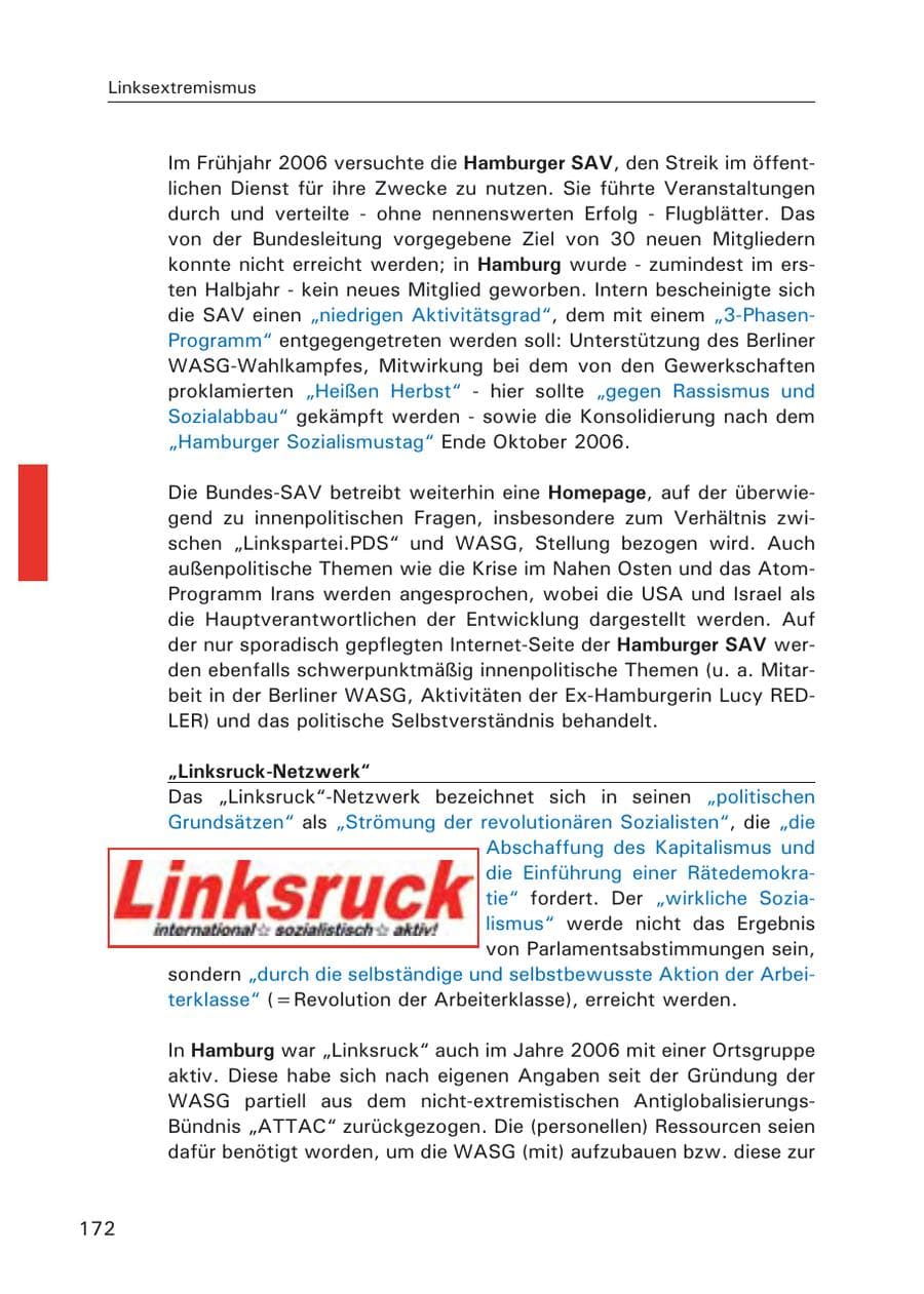 Seite 174 des Verfassungsschutzbericht 2006 Hamburg