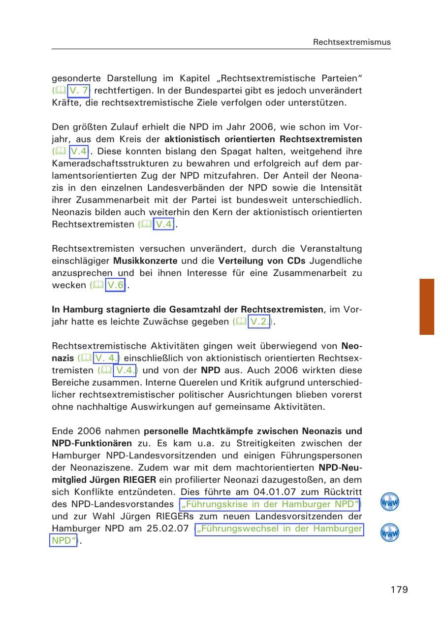 Seite 181 des Verfassungsschutzbericht 2006 Hamburg