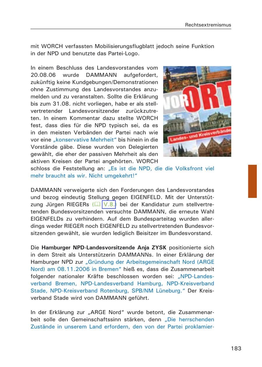Seite 185 des Verfassungsschutzbericht 2006 Hamburg