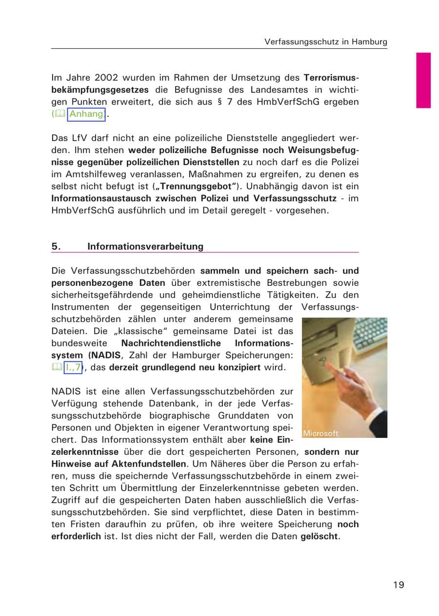 Seite 21 des Verfassungsschutzbericht 2006 Hamburg