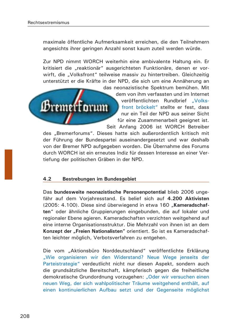 Seite 210 des Verfassungsschutzbericht 2006 Hamburg