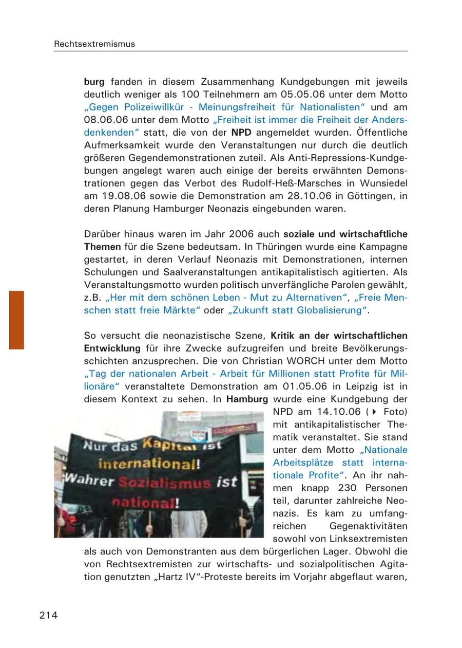 Seite 216 des Verfassungsschutzbericht 2006 Hamburg
