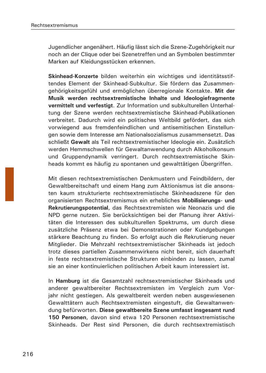 Seite 218 des Verfassungsschutzbericht 2006 Hamburg