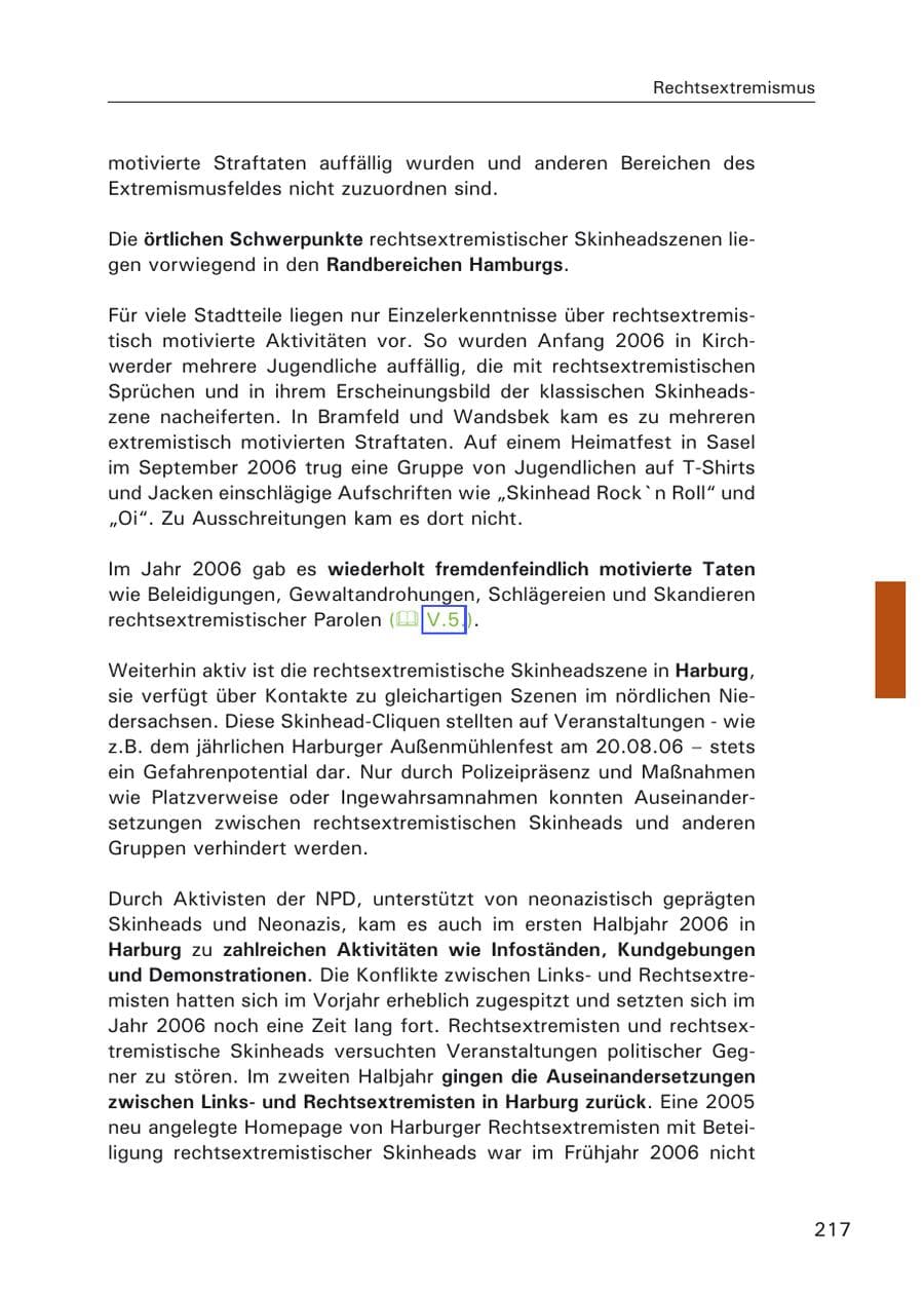 Seite 219 des Verfassungsschutzbericht 2006 Hamburg