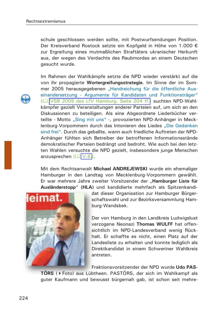 Seite 226 des Verfassungsschutzbericht 2006 Hamburg