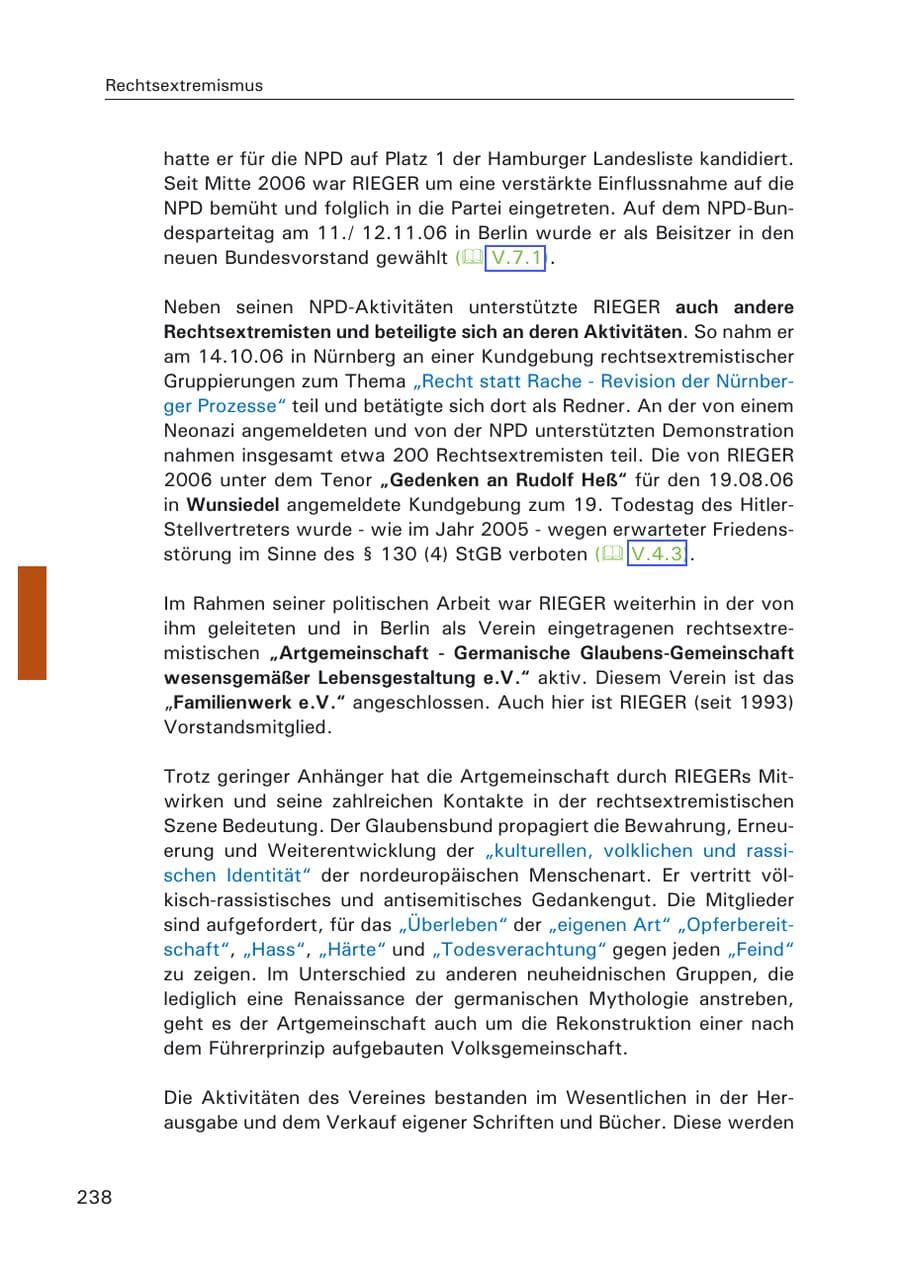 Seite 240 des Verfassungsschutzbericht 2006 Hamburg