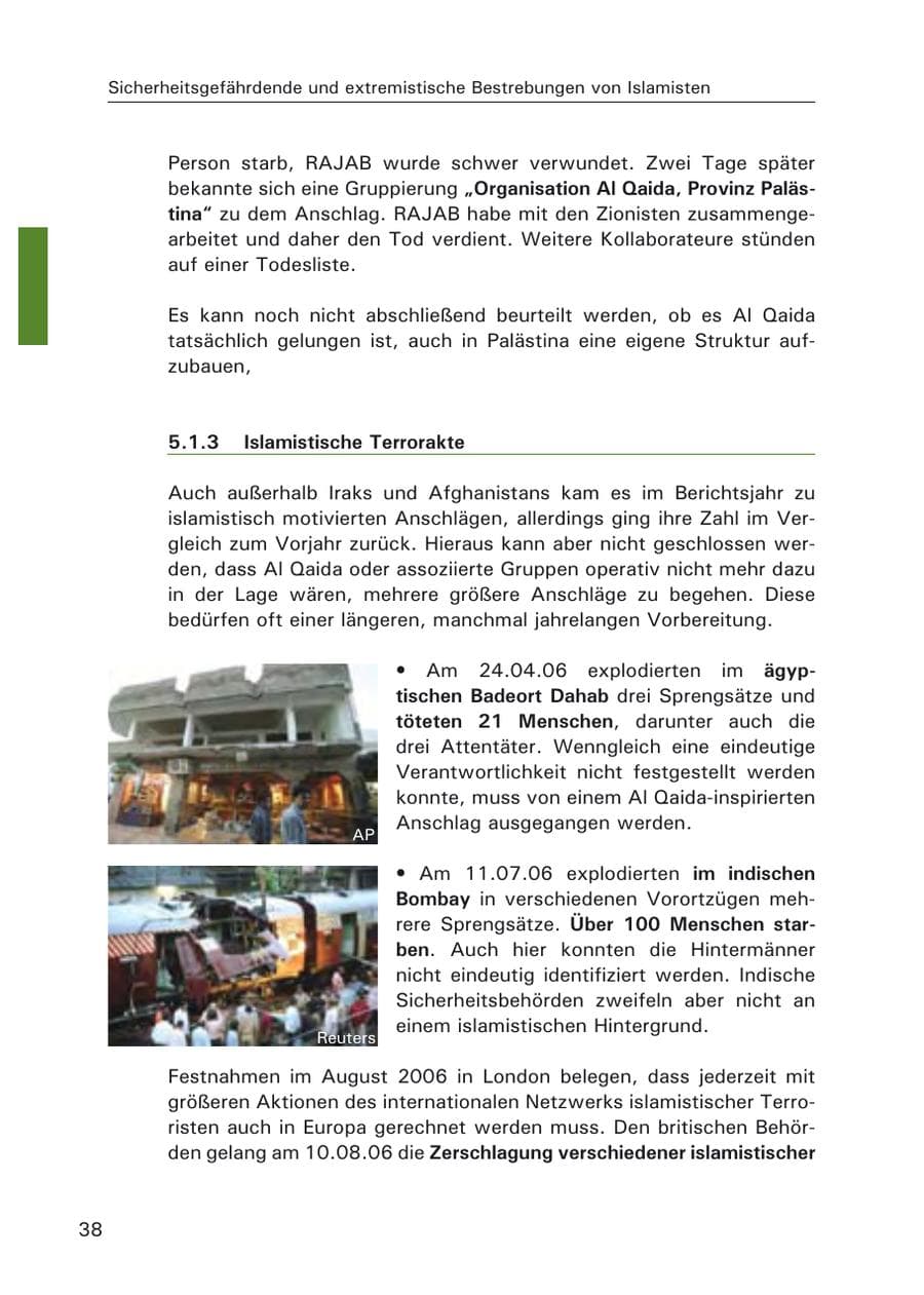 Seite 40 des Verfassungsschutzbericht 2006 Hamburg