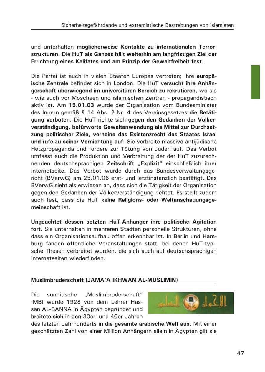 Seite 49 des Verfassungsschutzbericht 2006 Hamburg