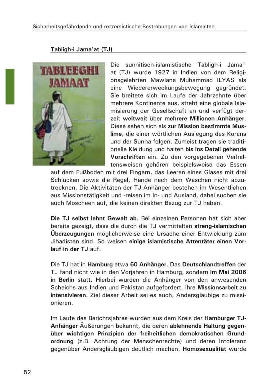 Seite 54 des Verfassungsschutzbericht 2006 Hamburg