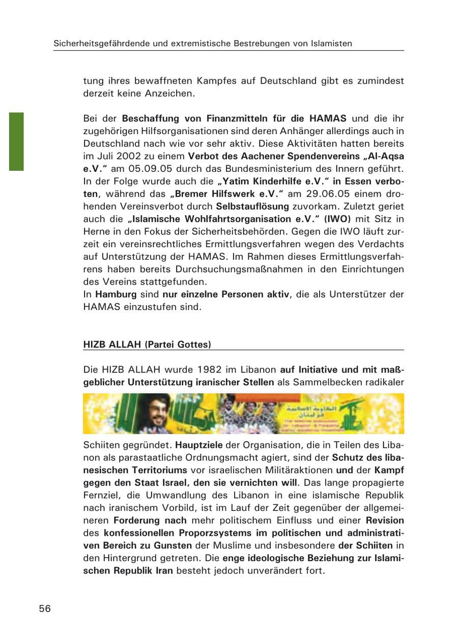 Seite 58 des Verfassungsschutzbericht 2006 Hamburg
