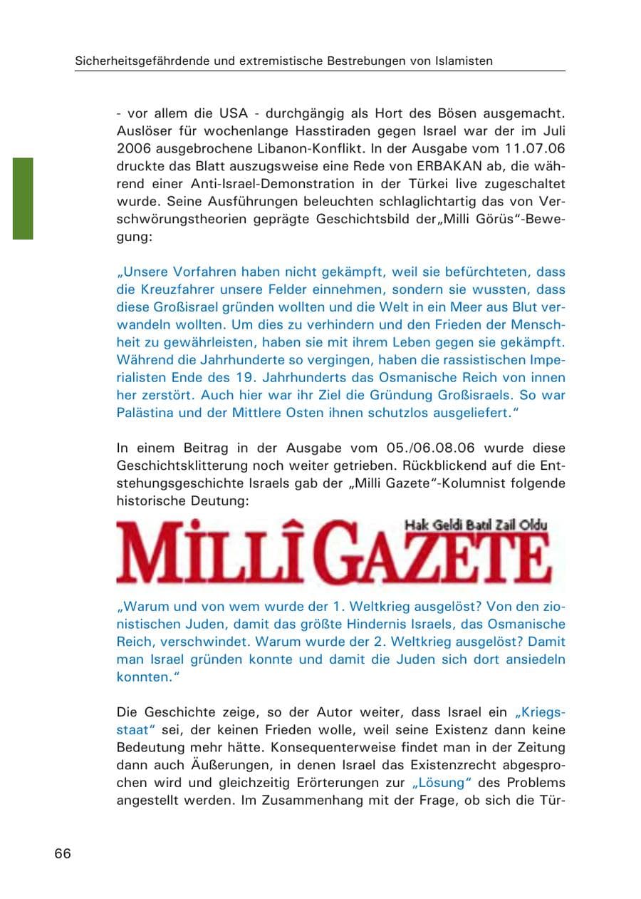 Seite 68 des Verfassungsschutzbericht 2006 Hamburg