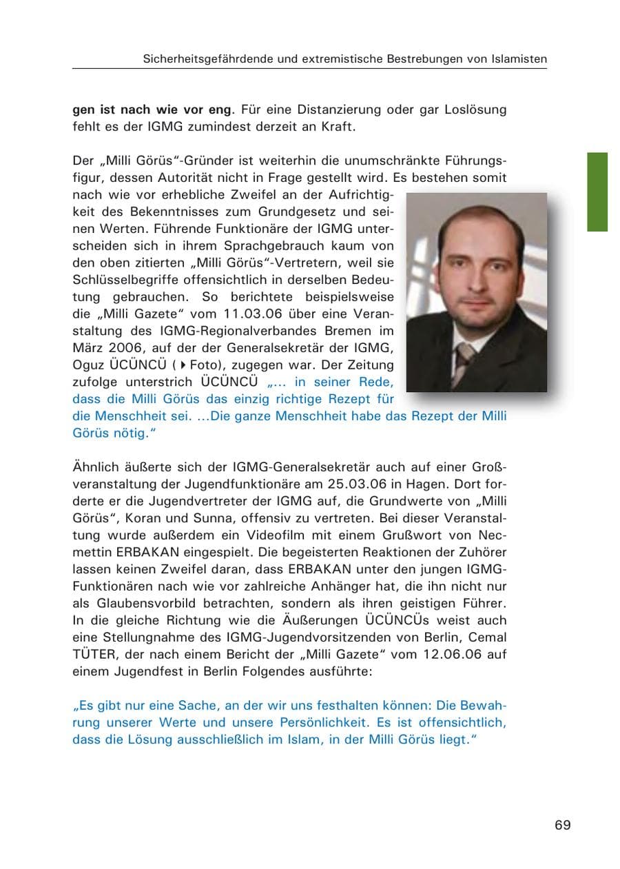 Seite 71 des Verfassungsschutzbericht 2006 Hamburg