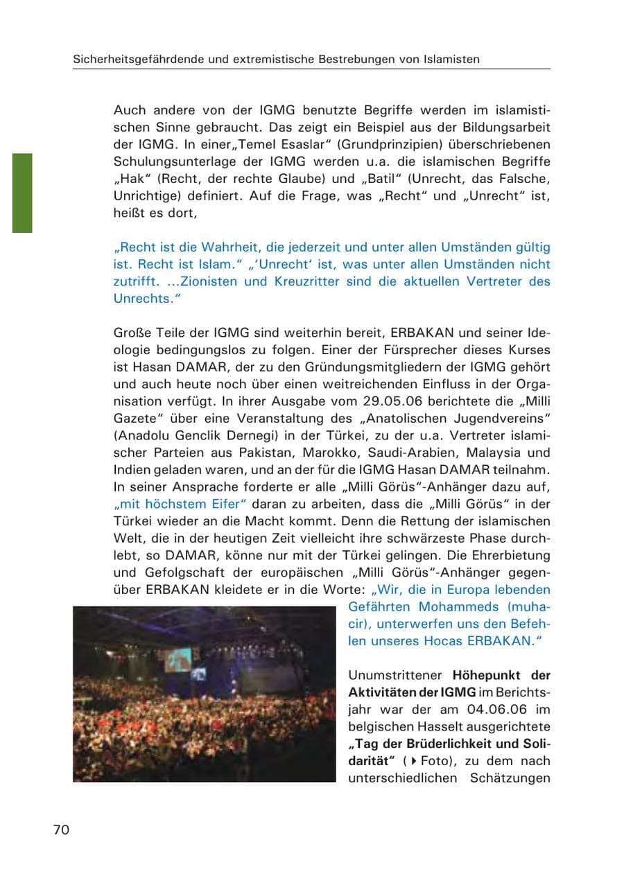 Seite 72 des Verfassungsschutzbericht 2006 Hamburg