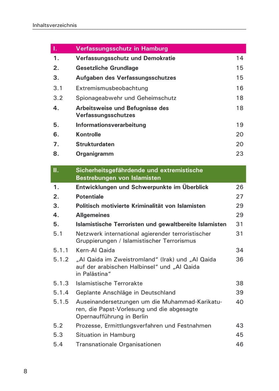 Seite 10 des Verfassungsschutzbericht 2006 Hamburg