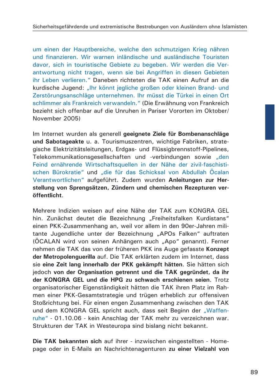 Seite 91 des Verfassungsschutzbericht 2006 Hamburg