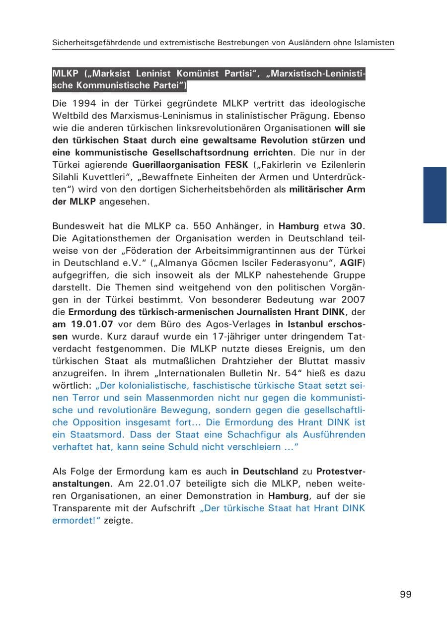 Seite 101 des Verfassungsschutzbericht 2007 Hamburg