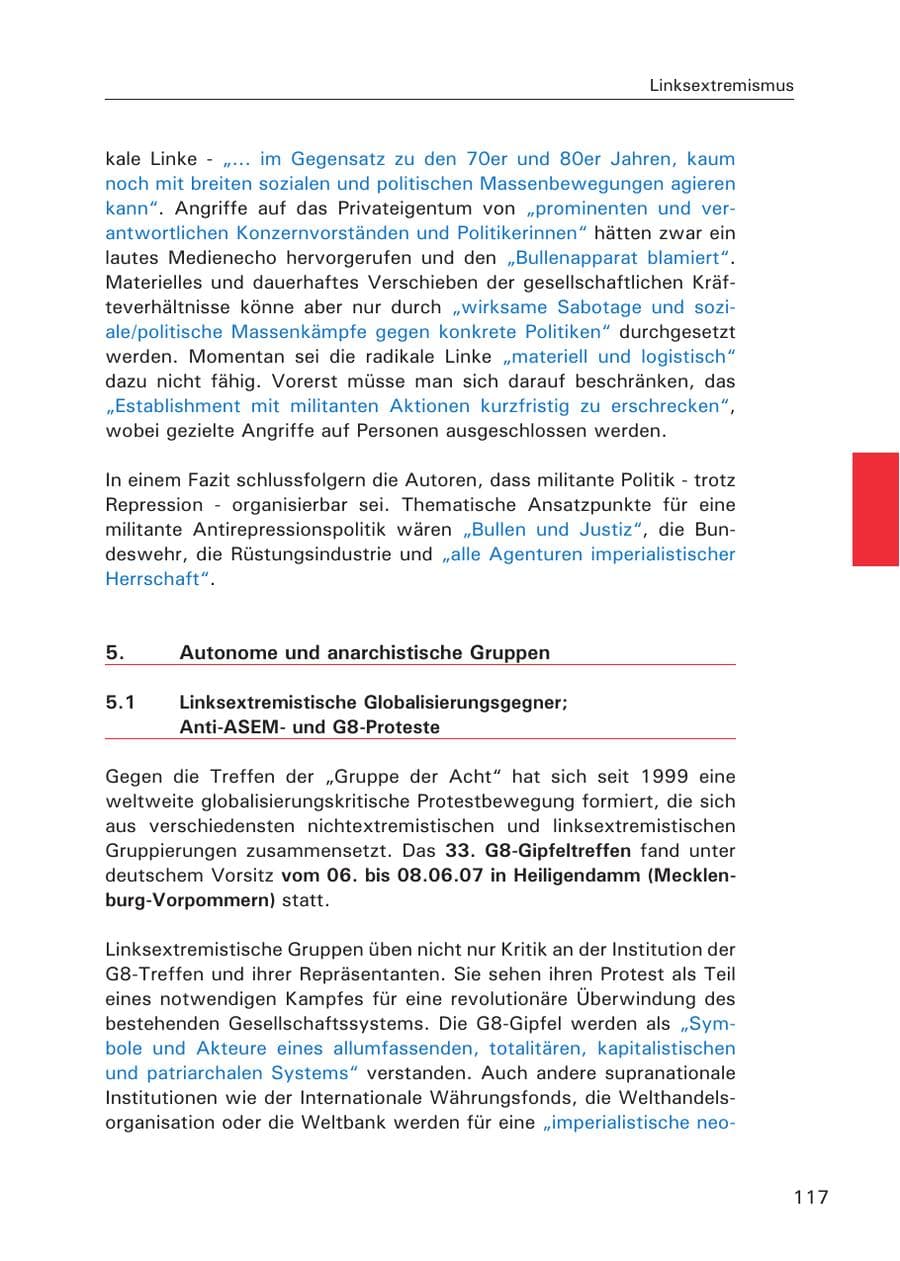 Seite 119 des Verfassungsschutzbericht 2007 Hamburg