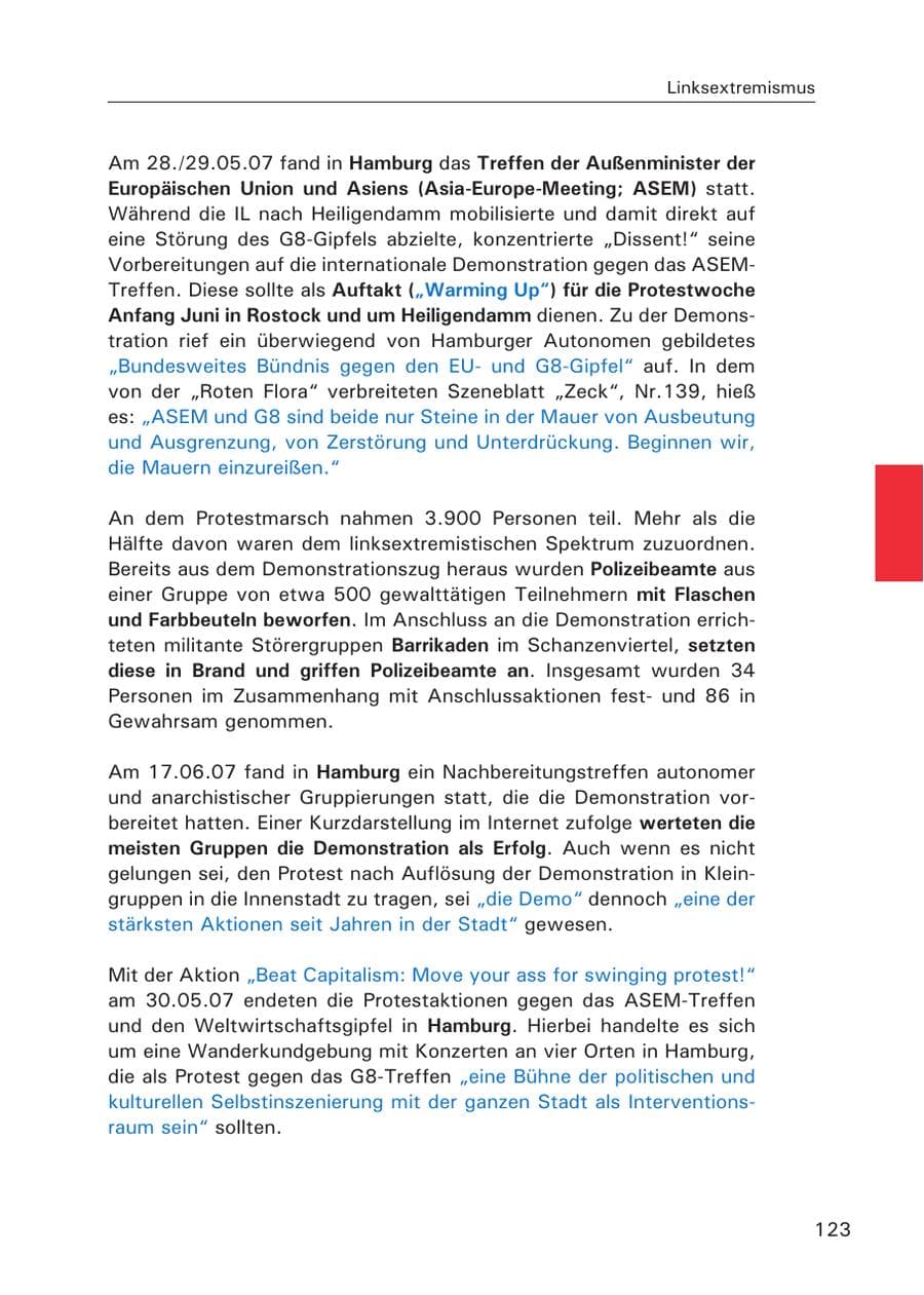 Seite 125 des Verfassungsschutzbericht 2007 Hamburg