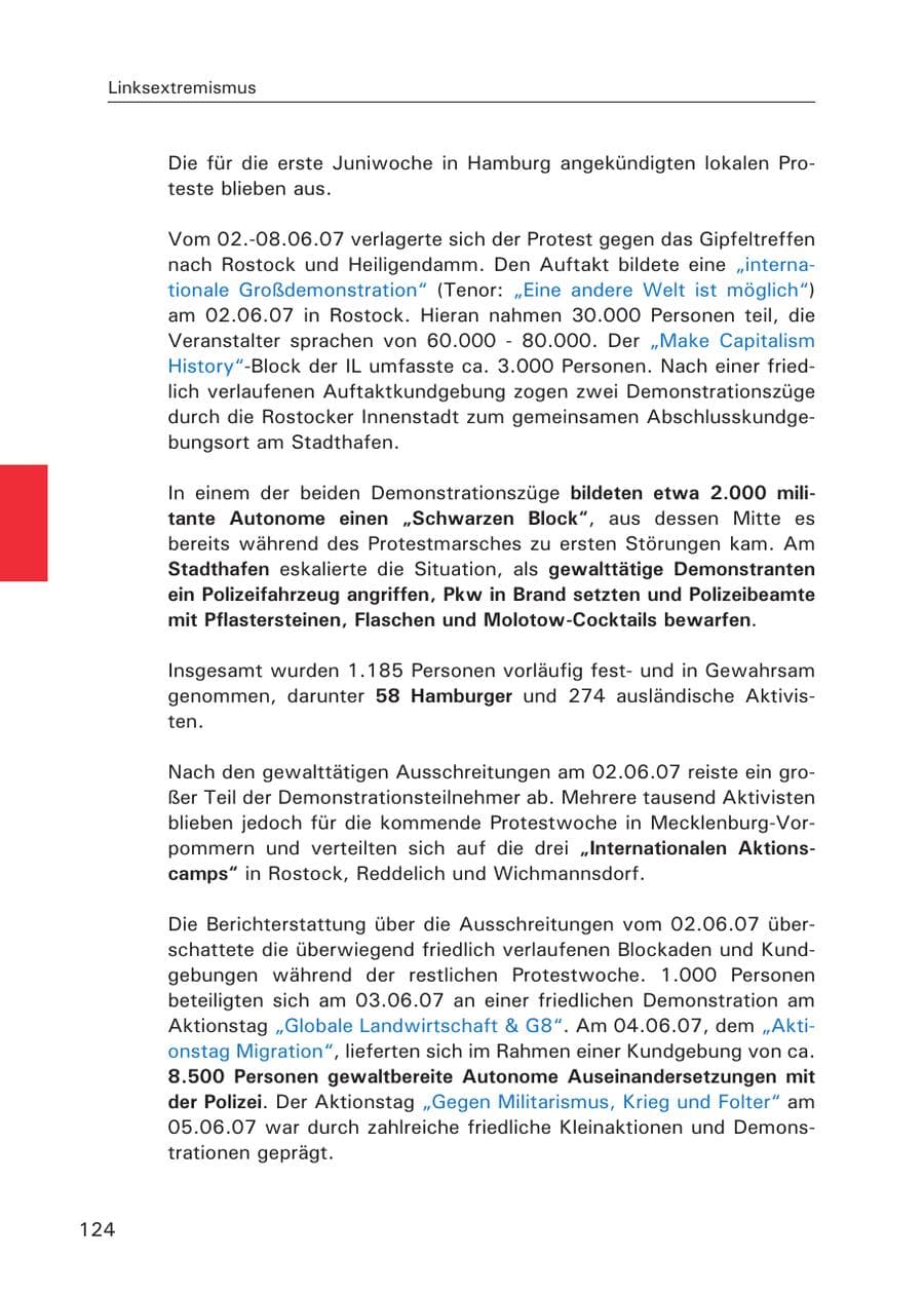 Seite 126 des Verfassungsschutzbericht 2007 Hamburg