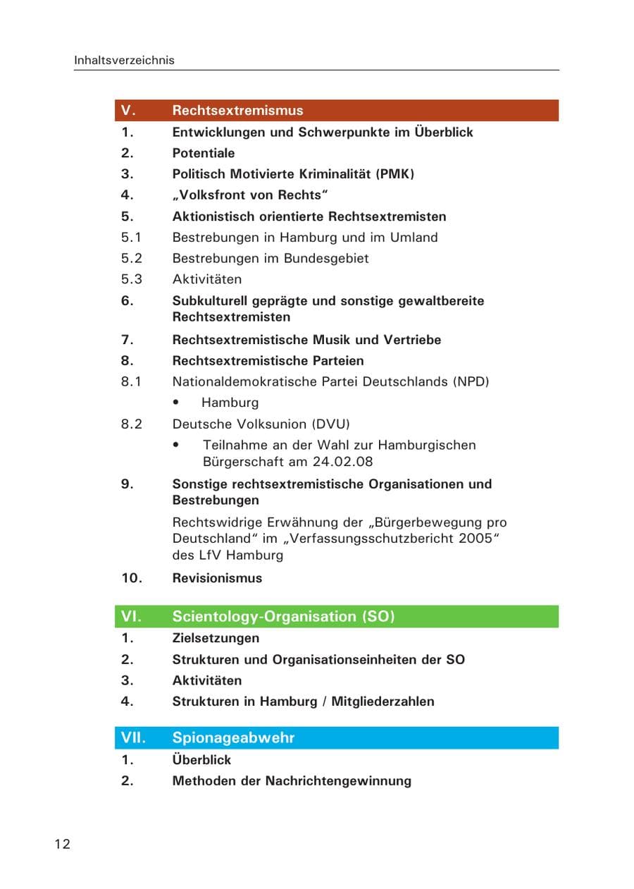 Seite 14 des Verfassungsschutzbericht 2007 Hamburg