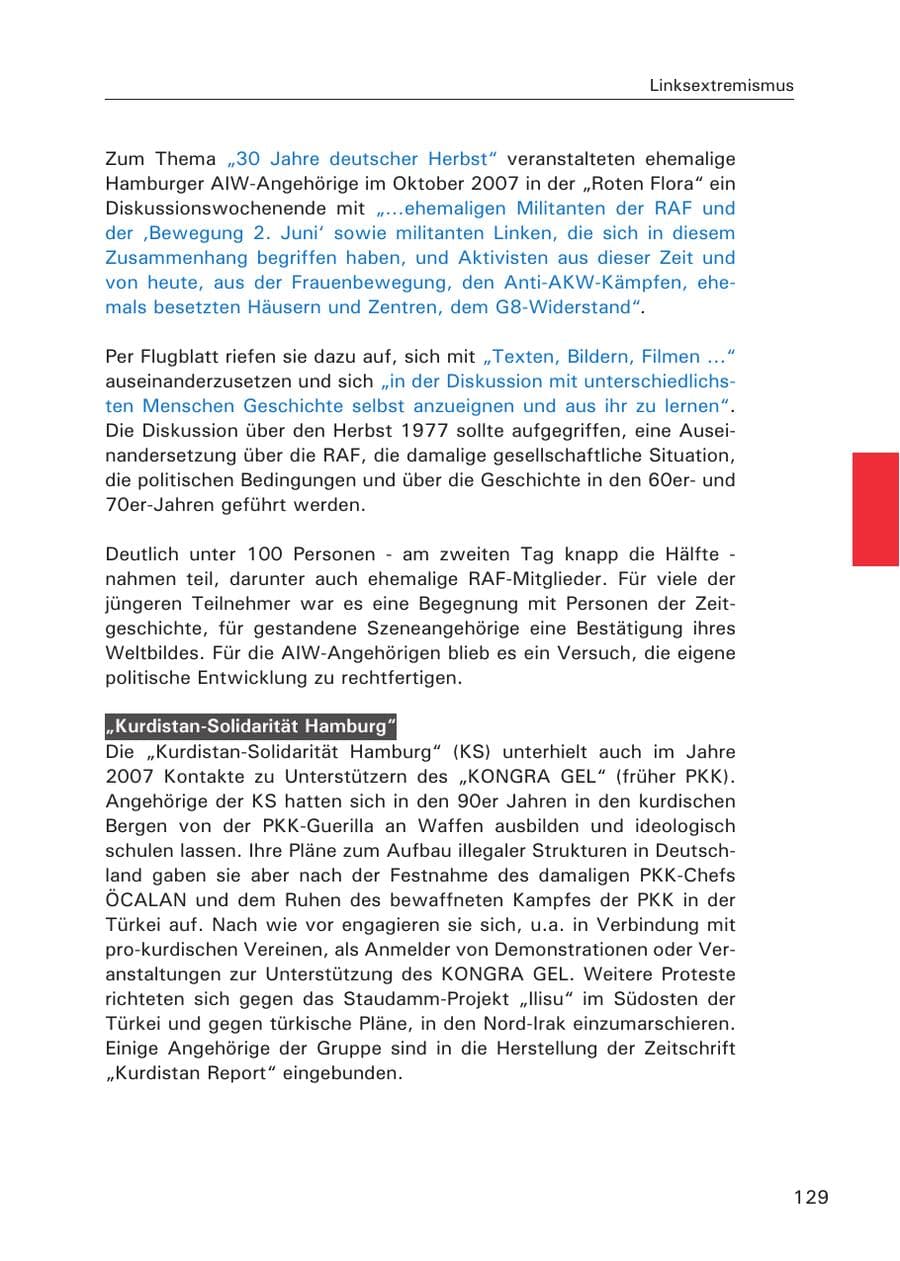 Seite 131 des Verfassungsschutzbericht 2007 Hamburg