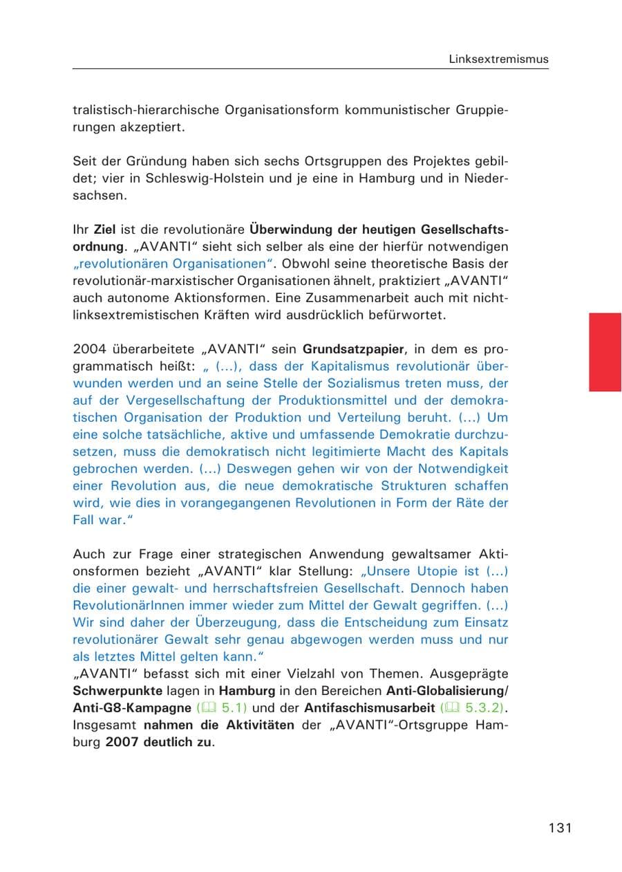 Seite 133 des Verfassungsschutzbericht 2007 Hamburg