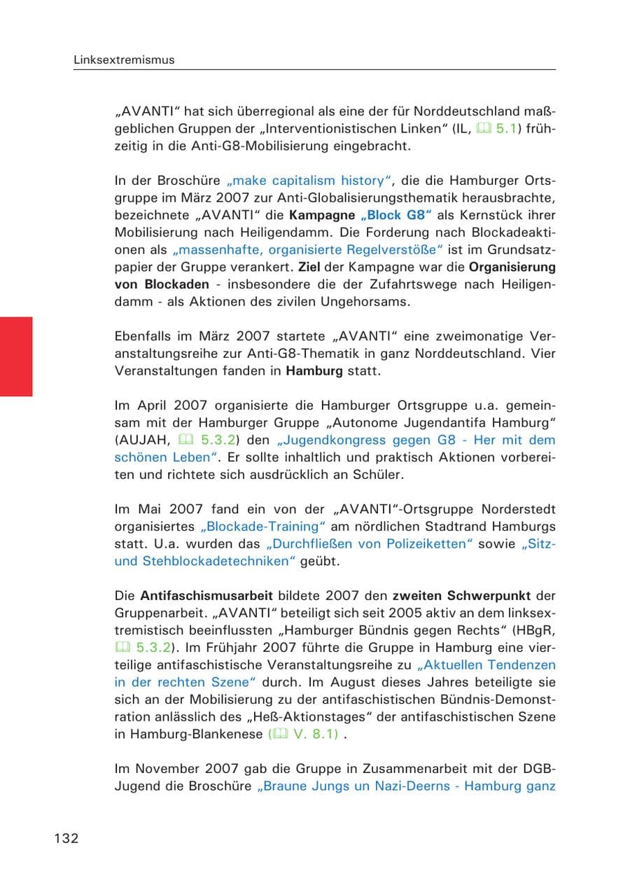 Seite 134 des Verfassungsschutzbericht 2007 Hamburg