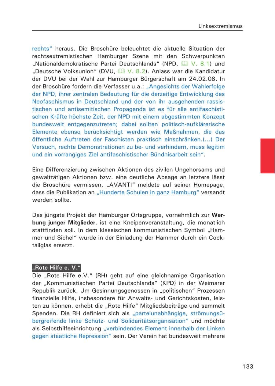 Seite 135 des Verfassungsschutzbericht 2007 Hamburg